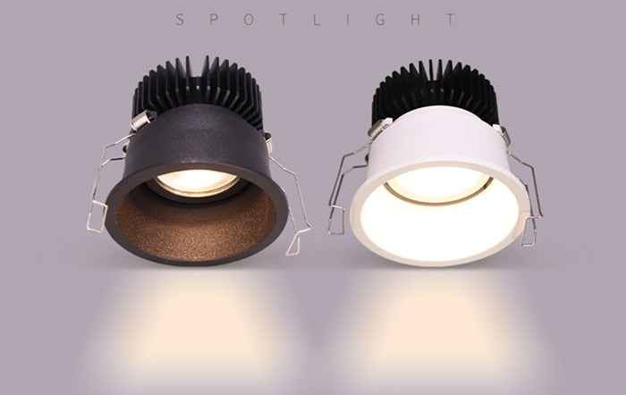 Dimmable Embedded Anti-Glare COB Ceiling Recessed Downlight 5w 10w 12w 20w 30w AC85-265V Wall Wash Light LED Lamp