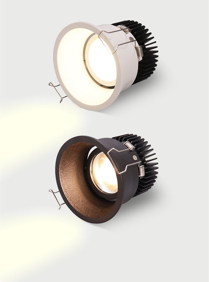 Dimmable Embedded Anti-Glare COB Ceiling Recessed Downlight 5w 10w 12w 20w 30w AC85-265V Wall Wash Light LED Lamp