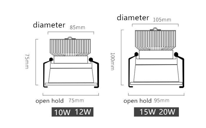 Dimmable Embedded Anti-Glare COB Ceiling Recessed Downlight 5w 10w 12w 20w 30w AC85-265V Wall Wash Light LED Lamp