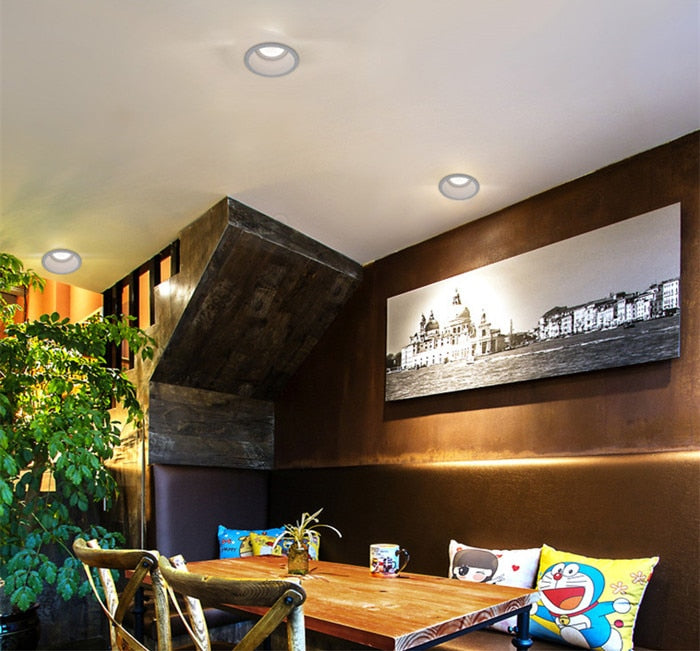 Dimmable Embedded Anti-Glare COB Ceiling Recessed Downlight 5w 10w 12w 20w 30w AC85-265V Wall Wash Light LED Lamp