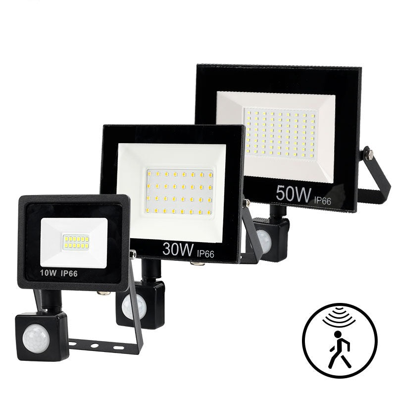 Motion Sensor LED Flood Light 10W 30W 50W Outdoor Floodlight 220V 240V Waterproof Led Spotlight for Garden Wall Street Light