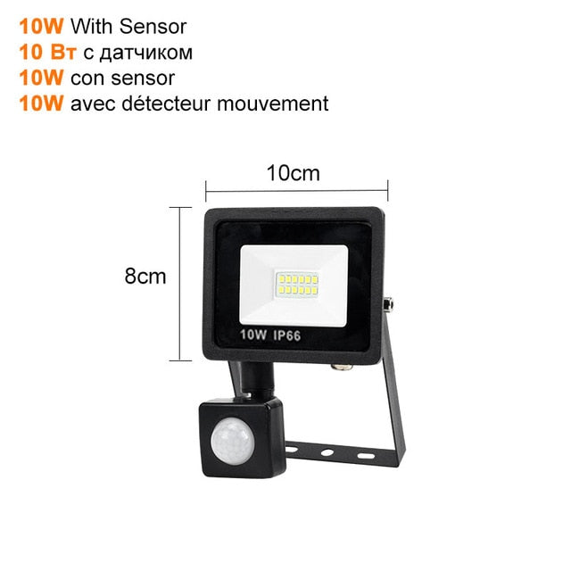 Motion Sensor LED Flood Light 10W 30W 50W Outdoor Floodlight 220V 240V Waterproof Led Spotlight for Garden Wall Street Light