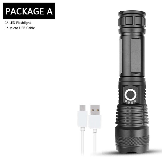 LED flashlight Cree xhp50 USB charging Stretch zoom Shock Resistant Powerful power 18650 or 26650 rechargeable flashlight torch