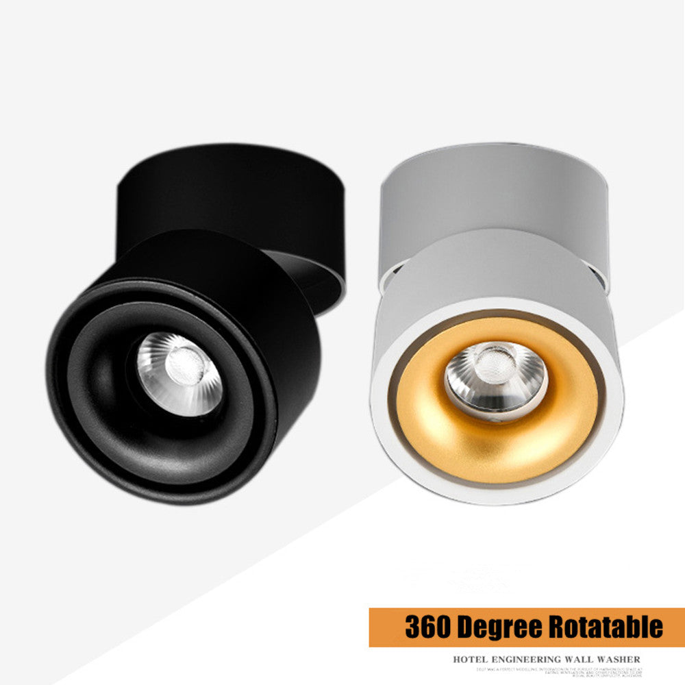 COB LED Downlight Surface Mounted Ceiling Lamps Foldable and 360 Degree Rotatable Spot light for Living Room Bedroom Hallway