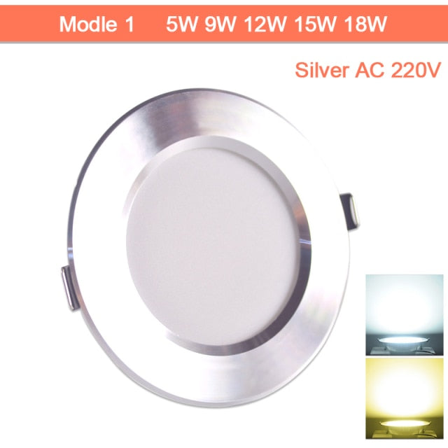 led downlight gold Silver White Ultra Thin Aluminum 3W 5W 9W 12W 15W 18W downlight AC220V 240V Round Recessed LED Spot Lighting