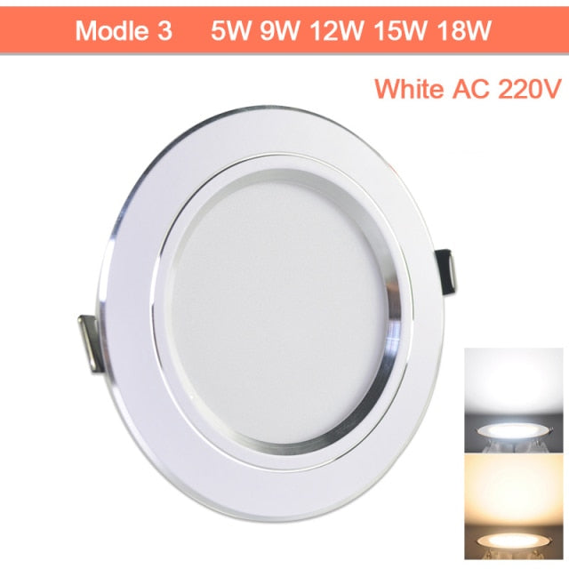 led downlight gold Silver White Ultra Thin Aluminum 3W 5W 9W 12W 15W 18W downlight AC220V 240V Round Recessed LED Spot Lighting
