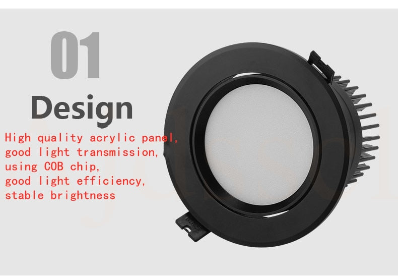 Downlight LED COB Spotlight Dimmable Ceiling lamp AC110V-220V 3W 5W 7W 9W 12W 15W recessed downlights round led panel light