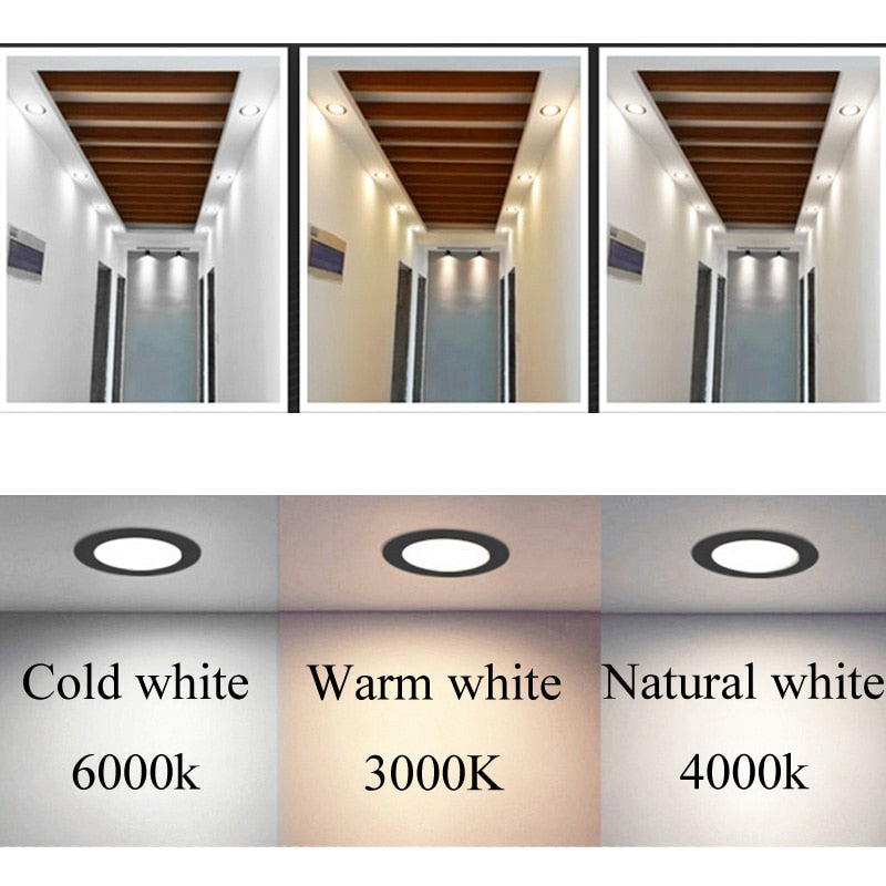 Black body Recessed LED Dimmable Downlight SMD 3W 5W 7W 9W 12W 15W 18W LED Spot light LED decoration Ceiling Lamp AC110V 220V