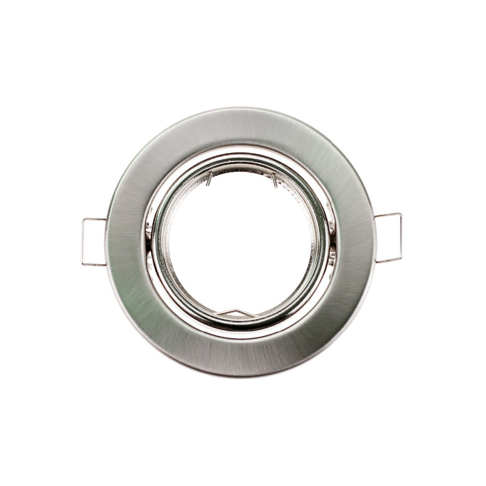 Round Nickel Recessed LED Ceiling Light Adjustable Frame MR16 GU10 Bulb Fixture Downlight Holder