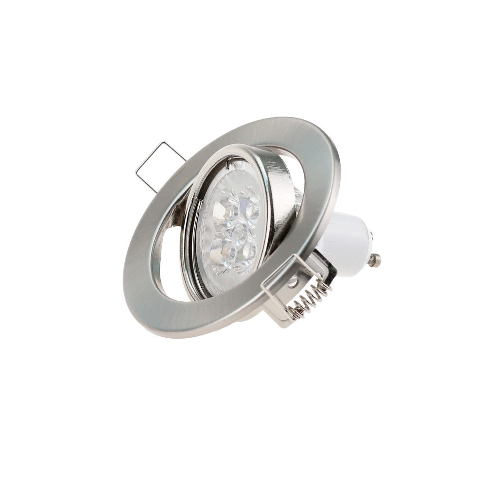 Round Nickel Recessed LED Ceiling Light Adjustable Frame MR16 GU10 Bulb Fixture Downlight Holder