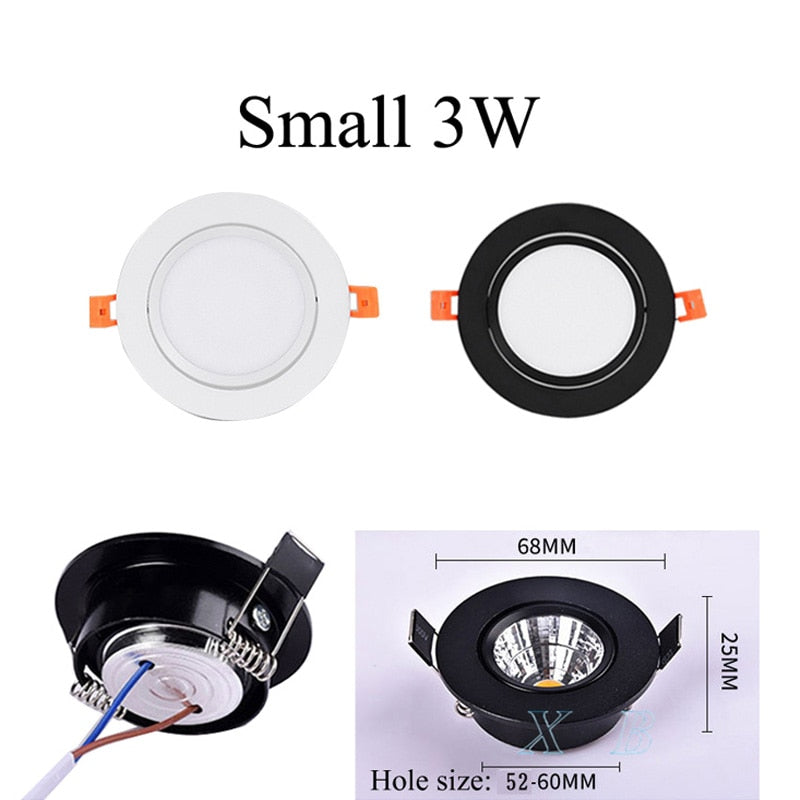 LED ceiling COB Downlight Dimmable AC110V 220V 3W 5W 7W 9W 12W 15W Recessed Led ceiling lamp Spot light Bulbs Indoor Lighting