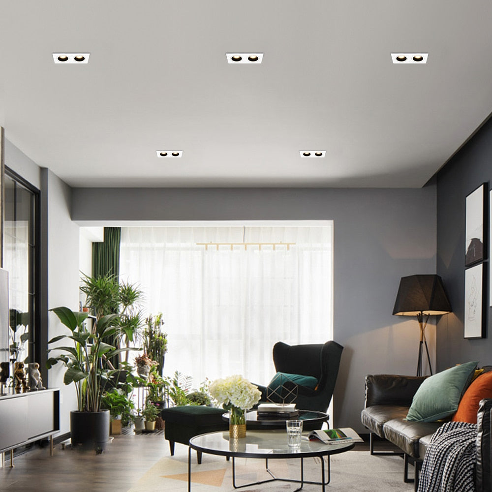 Anti-glare Square LED COB Recessed Downlight 14W 24W LED Ceiling Spot Light Kitchen Living room Indoor