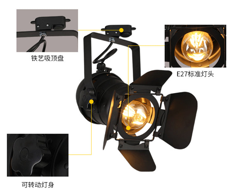 Nordic LED Wall Lights American Retro Country Loft Track Lamps Industrial Vintage Iron Bar Cafe Lighting Searchlight Fixtures