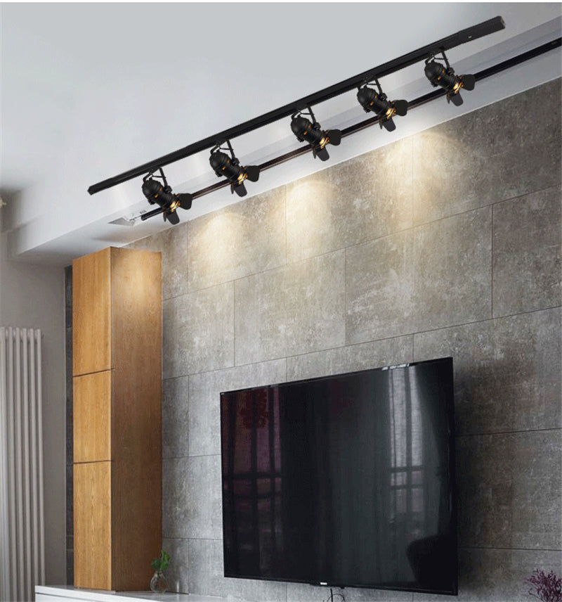 Nordic LED Wall Lights American Retro Country Loft Track Lamps Industrial Vintage Iron Bar Cafe Lighting Searchlight Fixtures