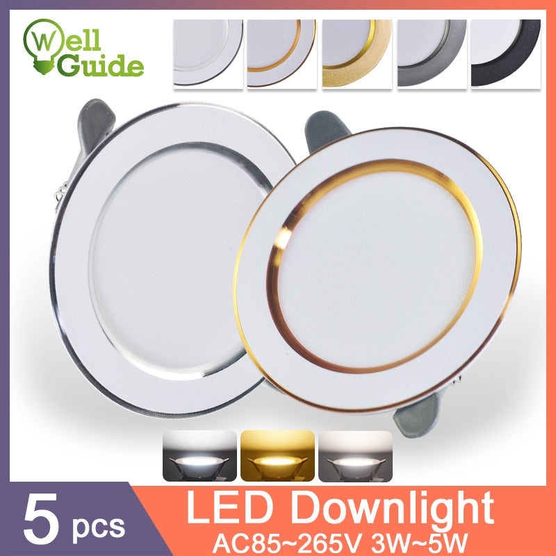 Downlight 3W 5W 3000k 4000k 6500k led Downlight AC 220V-240V led Downlight Kitchen living room Indoor recessed 5Pcs downlight