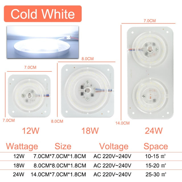LED Downlights 12W 18W 24W 36W AC220V 240V led Lamps mini LED Module Lighting Source Round Bedroom Kitchen Indoor Lighting