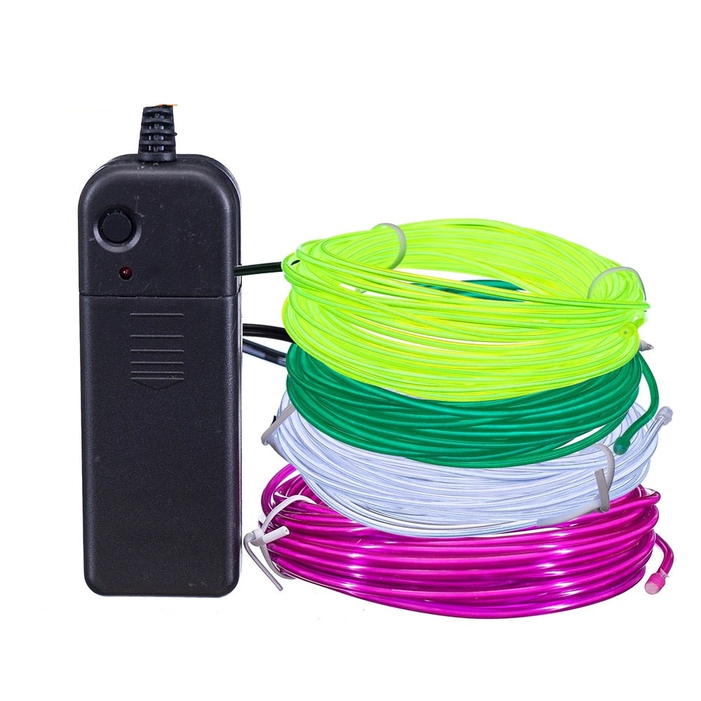 Flexible Neon Light 1m/3m/5M 3V Glow EL Wire Rope tape Cable Strip LED Neon Lights Shoes Clothing Car waterproof led strip