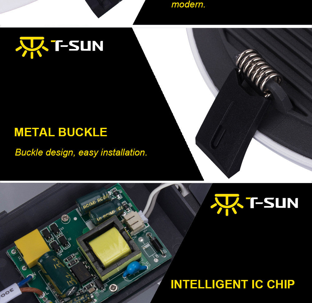 T-SUNRISE Ultra Thin LED Panel Downlight 8W 16W 24W 32W Round/Square LED Ceiling Recessed Lights Power Supply Included SMD4014