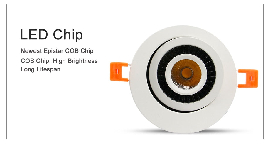 DBF Angle Adjustable LED COB Recessed Downlight Black/White Housing 5W 7W 12W 15W 18W LED Ceiling Spot Light for Pic Background