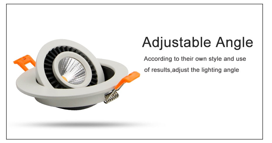 DBF Angle Adjustable LED COB Recessed Downlight Black/White Housing 5W 7W 12W 15W 18W LED Ceiling Spot Light for Pic Background