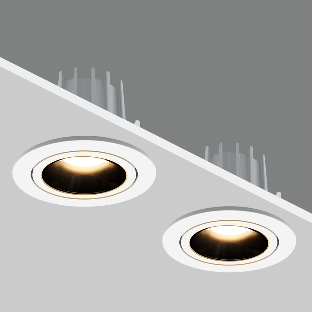 New High CRI≥90 Anti-Glare LED COB Recessed Downlight 7W 12W Angle Adjustable Ceiling Spot Lights Kitchen Living Room