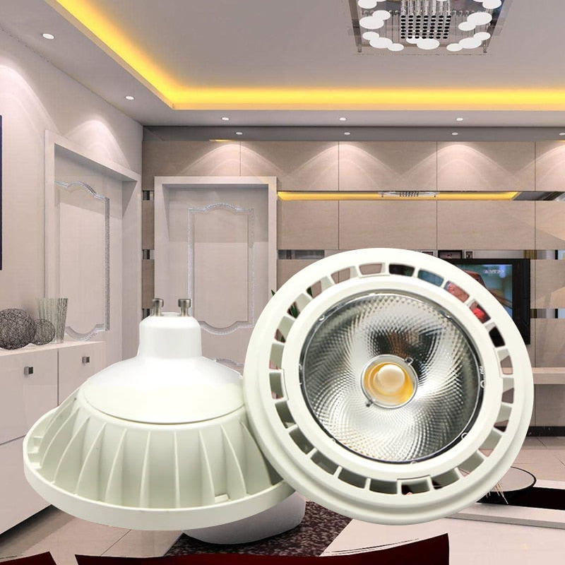 High Quality Super Bright AR111 15W COB LED Downlight AC DC 12V QR111 G53 GU10 LED Bulb light Dimmable led lamp lighting
