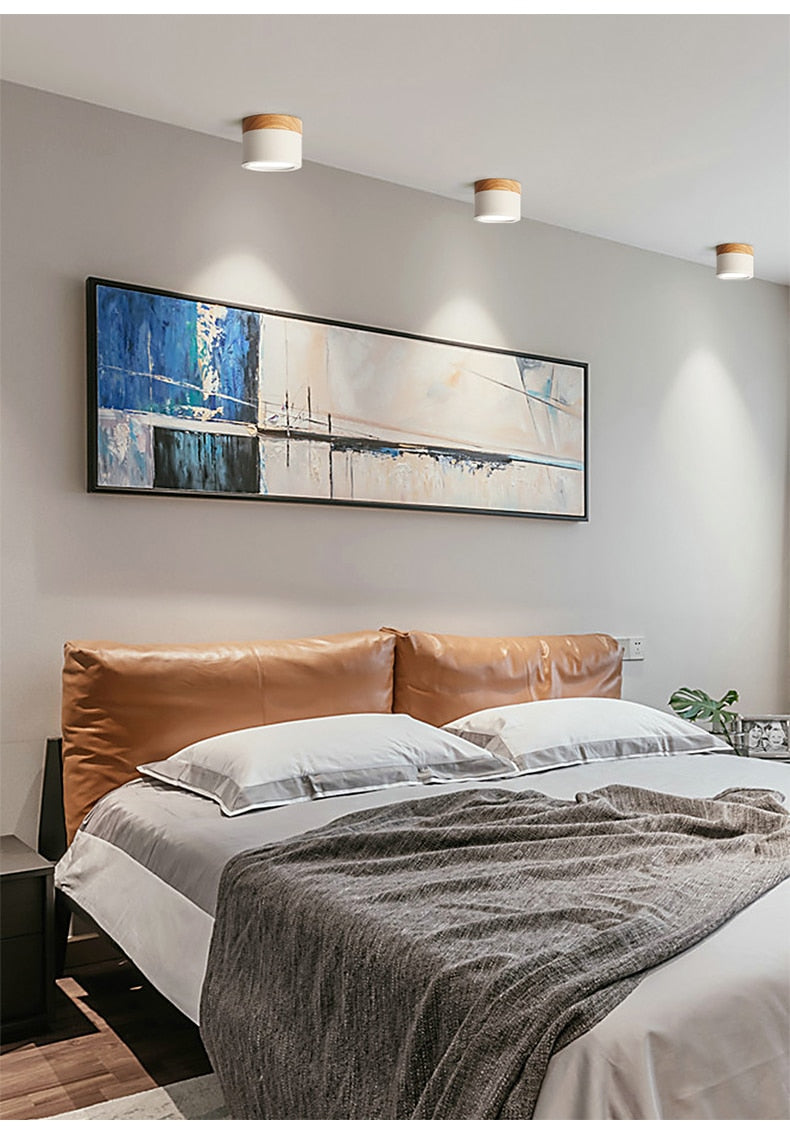 Dimmable LED Flush Mount Downlight, Ceiling Mount Accent Lighting Oak Wood 5W 7W 9W 12W Ideal for Hallway Gallery Picture 220v