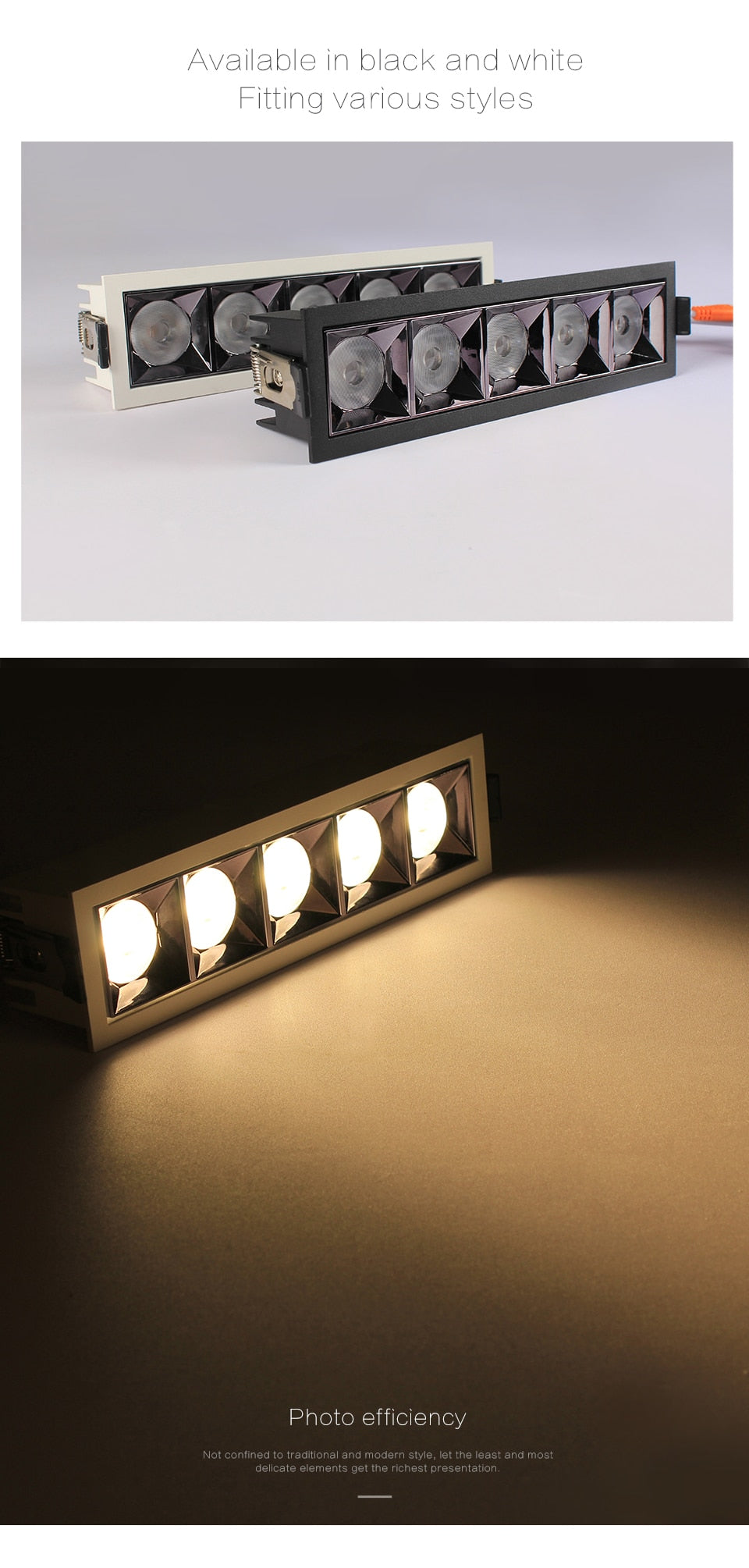 led grid ceiling spot light embedded downlight line lights COB rectangular ceiling lamp without main lights CREE