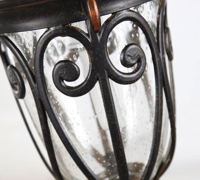 Vintage Pendant Lamps Traditional Outdoor Ceiling Light Hanging Textured Black Villa Pavilion Pendant Lights For House Porch