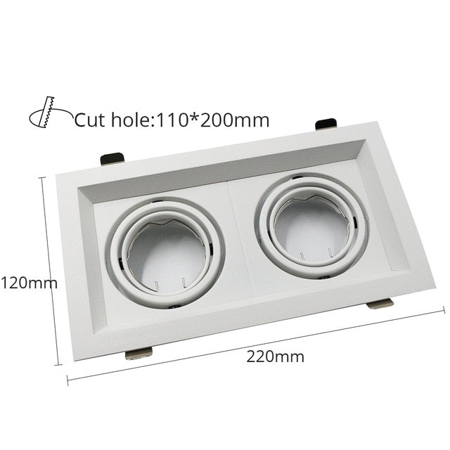 Grille Light Three LED Downlight Frame Fixtures MR16 Fitting 12-260V Recessed GU10 Bulb Replaceable Downlights