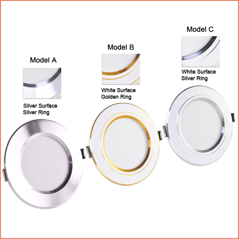 Downlight gold Silver White Ultra Thin Aluminum led downlight 3W 5W 9W 12W 15W 18W AC220V 240V Round Recessed LED Spot Lighting