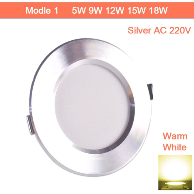 Downlight gold Silver White Ultra Thin Aluminum led downlight 3W 5W 9W 12W 15W 18W AC220V 240V Round Recessed LED Spot Lighting