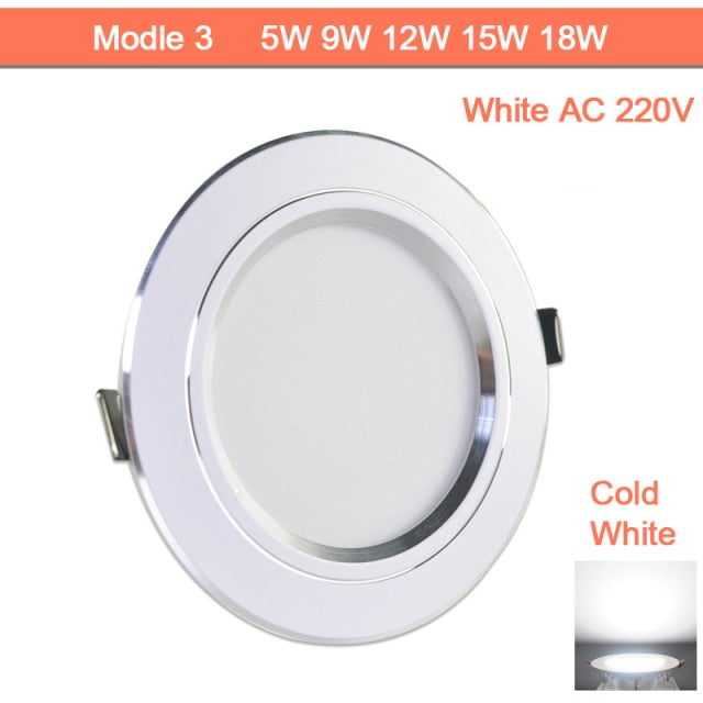 Downlight gold Silver White Ultra Thin Aluminum led downlight 3W 5W 9W 12W 15W 18W AC220V 240V Round Recessed LED Spot Lighting