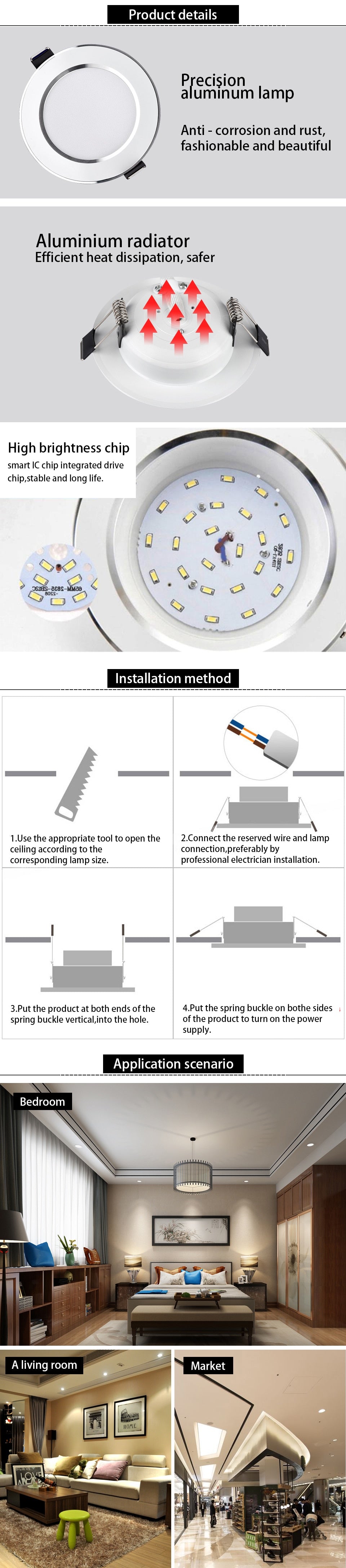 LED Downlight 5W 9W 12W 15W Round Recessed Lamp AC 220~240V Led Bulb Bedroom Kitchen Indoor LED Spot Light