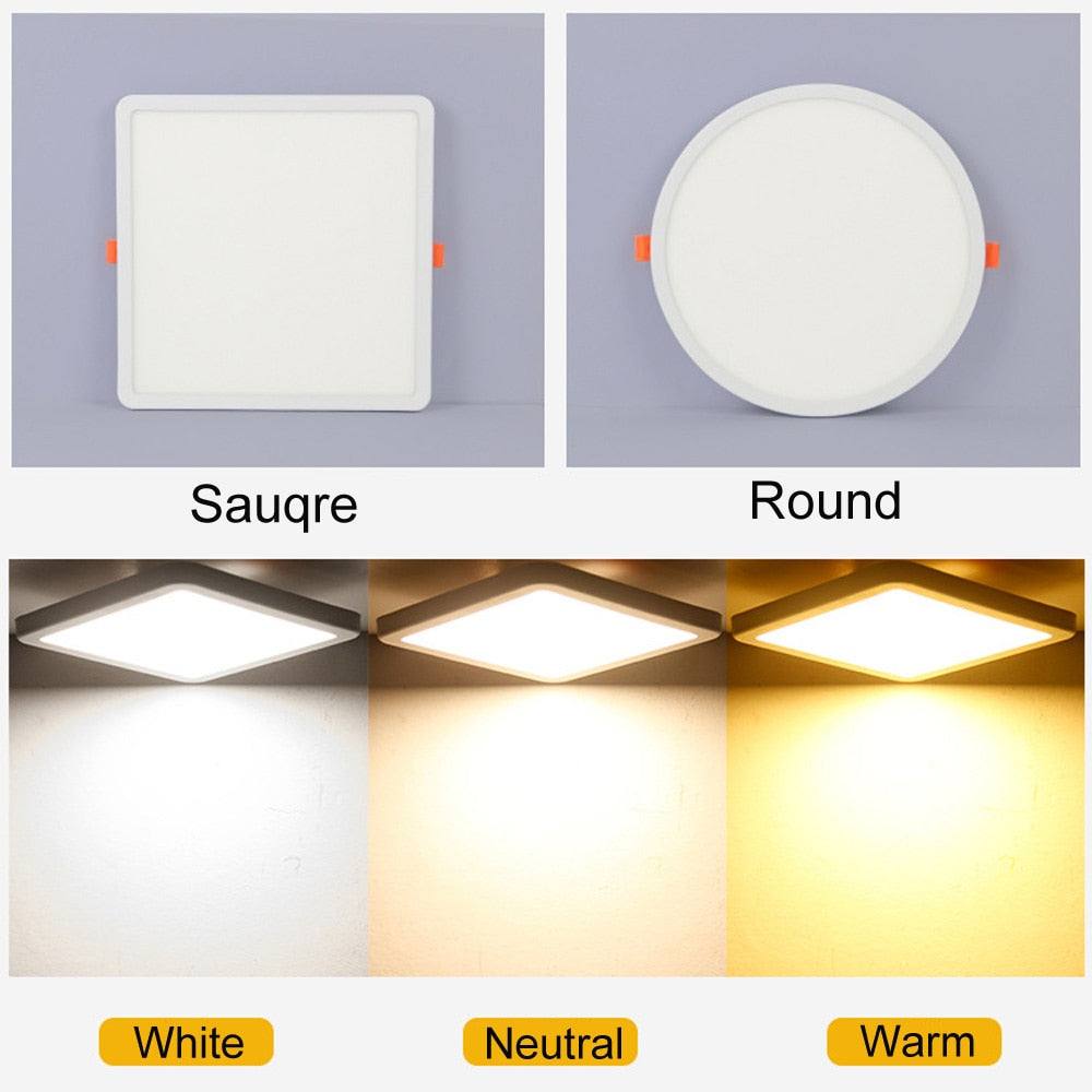 T-SUNRISE Ultra-thin 220V LED Downlight 6W 8W 15W 20W LED Ceiling Round Square Recessed Lamp LED Panel Light For Bedroom Kitchen