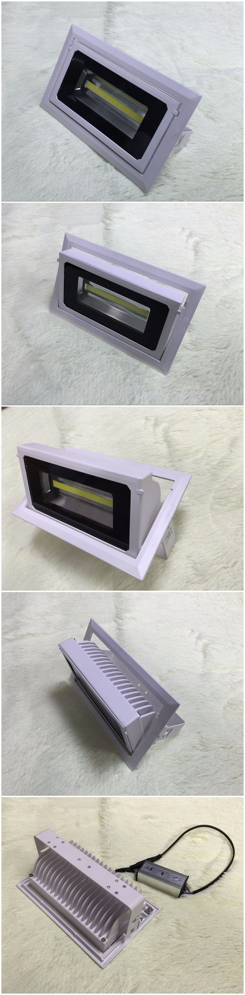 LED 5pcs/lot Downlight 50W COB Spot Rectangular Recessed Ceiling Downlight Rotatable Adjustable Downlight