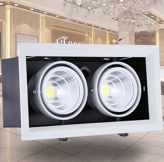 LED 2*15W Warm Cold White Double COB LED Downlight With Power Driver 30W COB LED Recessed Light 275*145mm AC85-265V