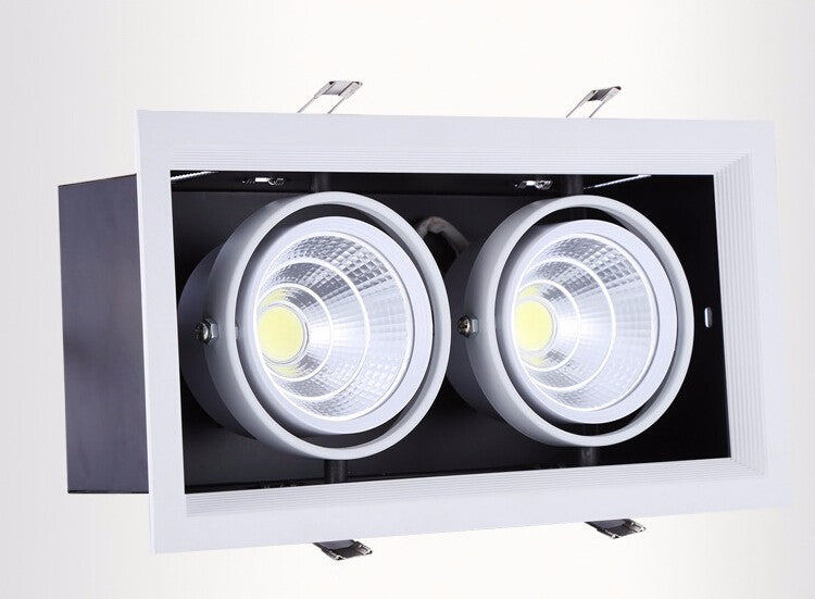 LED 2*15W Warm Cold White Double COB LED Downlight With Power Driver 30W COB LED Recessed Light 275*145mm AC85-265V