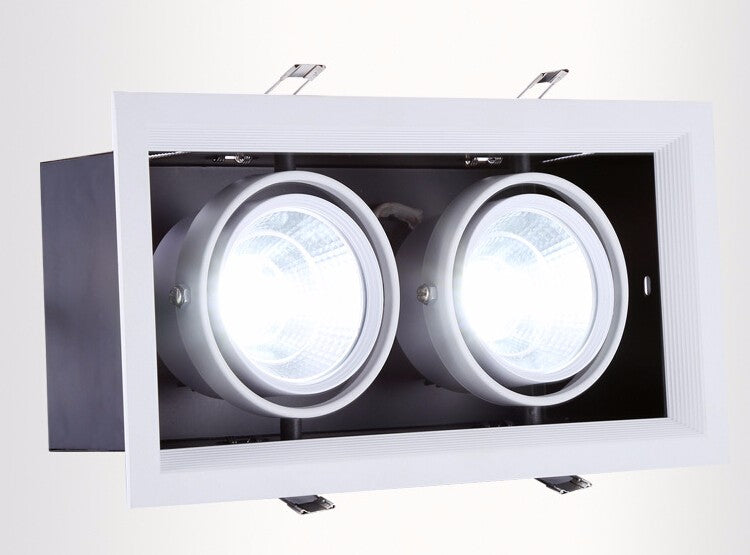 LED 2*15W Warm Cold White Double COB LED Downlight With Power Driver 30W COB LED Recessed Light 275*145mm AC85-265V