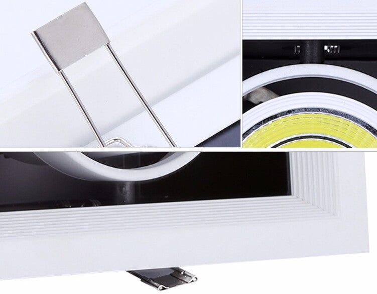 LED 2*15W Warm Cold White Double COB LED Downlight With Power Driver 30W COB LED Recessed Light 275*145mm AC85-265V