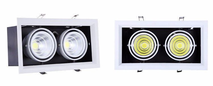 LED 2*15W Warm Cold White Double COB LED Downlight With Power Driver 30W COB LED Recessed Light 275*145mm AC85-265V