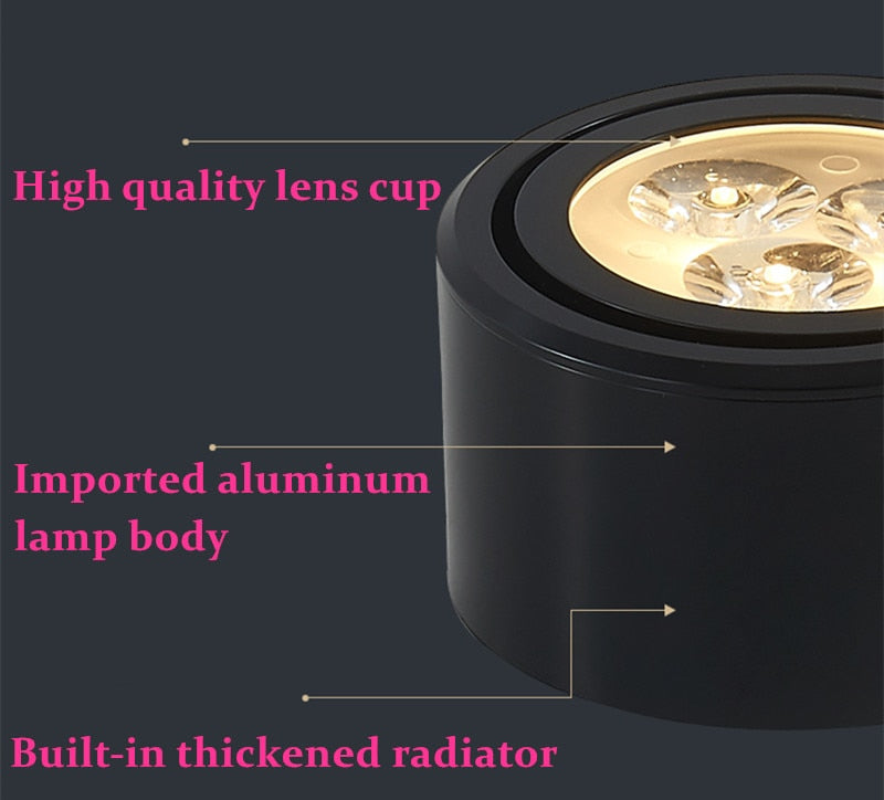 LED Downlight 1pcs surface mounted adjustment LED Dimmable downlight LED COB Spot light Ceiling lamp AC85-265V 6W 10W 14W 18W 24W LED Downlight