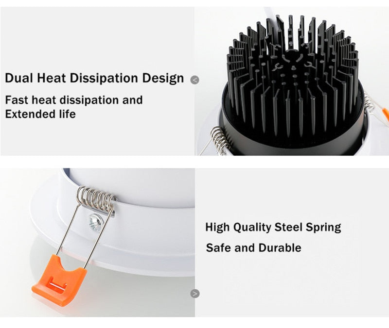 Round 4 types Dimmable Recessed LED Downlights 5w 7w 9w 12w 15w 18w COB LED Ceiling Lamp Spot Lights AC110-220V LED Lamp