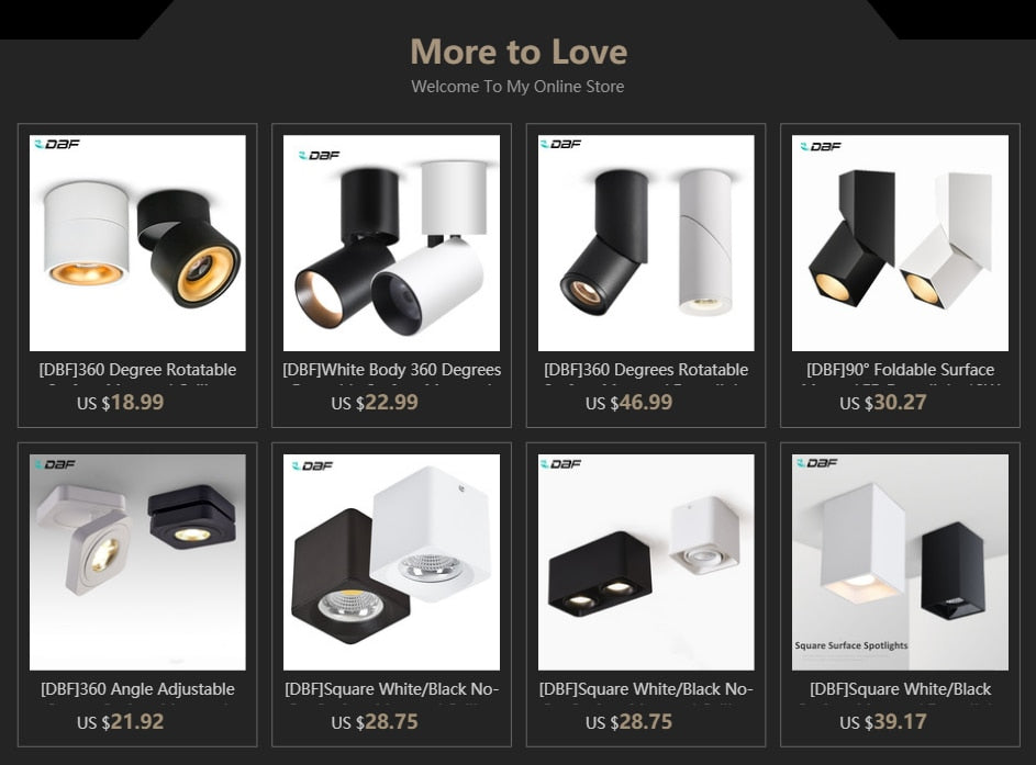 DBF Angle Adjustable Dimmable Surface Mounted Downlight Ceiling Lamp 5W 7W 9W 15W LED COB Spot Light AC110/220V Ceiling Light