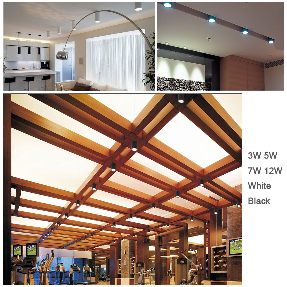 LEDSONLINE LED Downlight 3W mini 5W 7W 12W Round Surface Mounted Ceiling Lamps Spot Light White Black Pure Nature Warm white