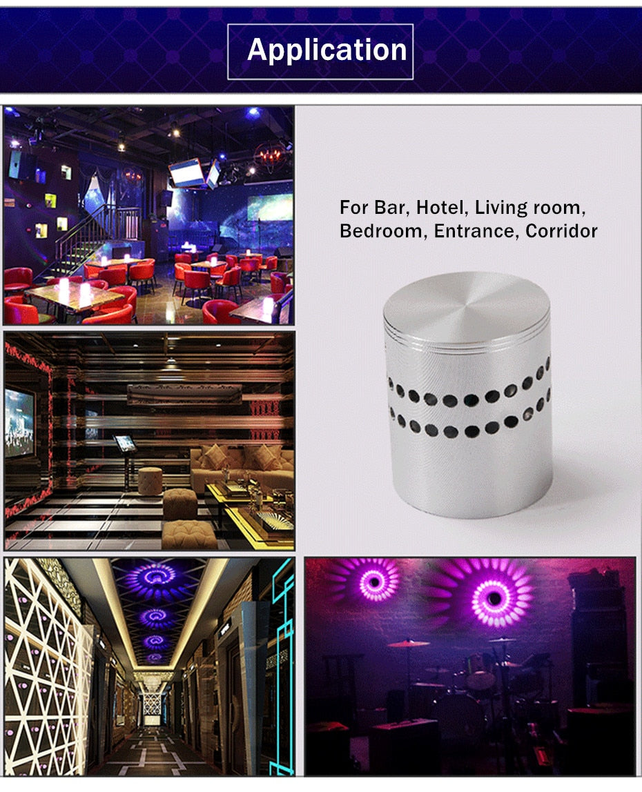 DBF Modern LED Ceiling Light 3W RGB Porch Lamp Surface Mount Flush Lighting Fixture Balcony Corridors Living Room KTV Bar Decor