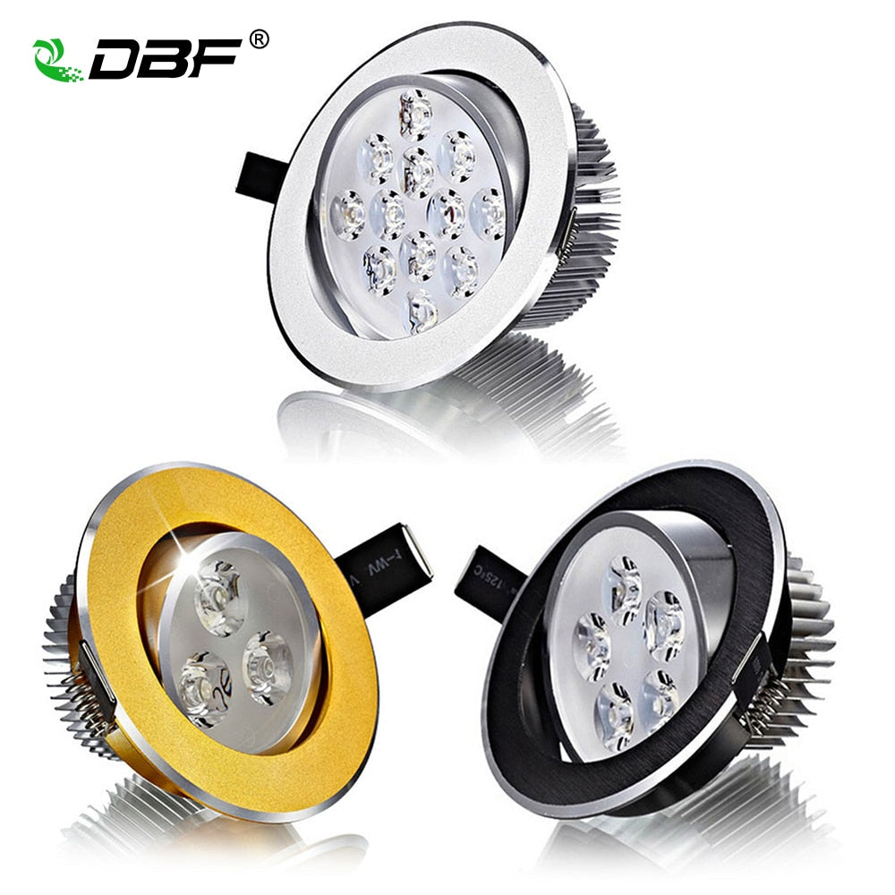 DBF Super Bright Angle Adjustable 3W 5W 7W 9W 12W 15W LED Ceiling Recessed Downlight Dimmable LED Ceiling Spot Light AC85-265V