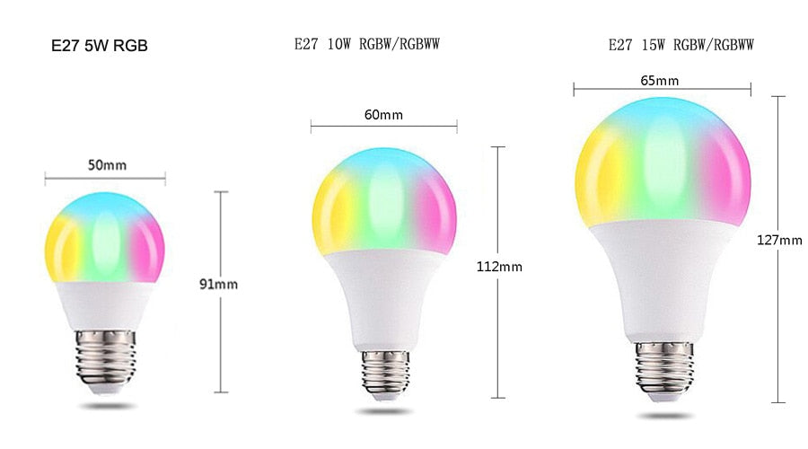 Bluetooth E27 RGBW LED Bulb Lights 5W 10W 15W RGB 110V 220V Lampada Changeable Colorful RGBWW LED Lamp With Remote+Memory Mode