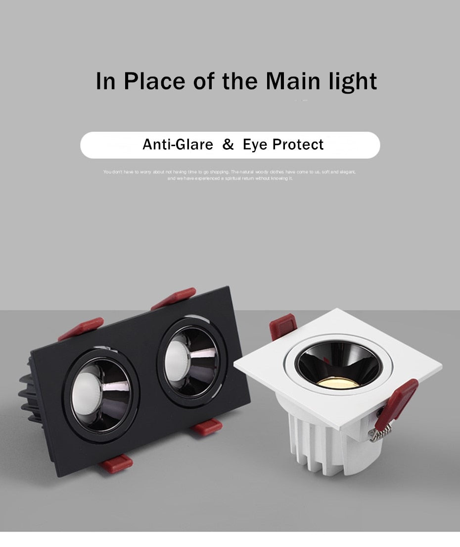 LED Recessed Ceiling Downlight 24W 7W LED Spot lighting Anti-Glare COB Spot light Indoor led Lighting fixture