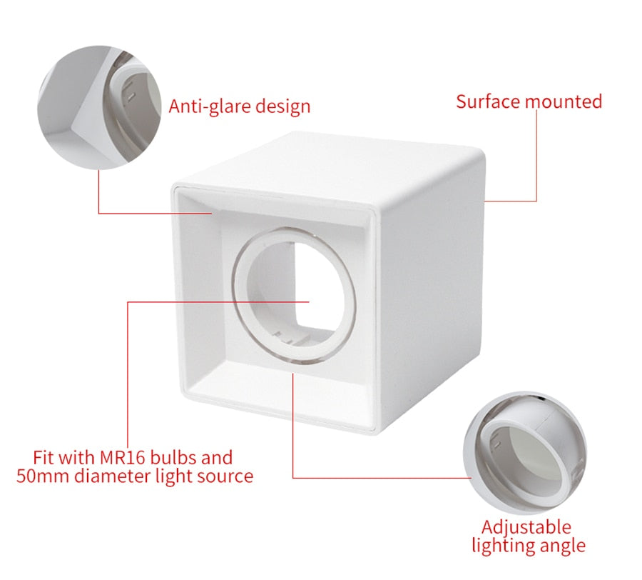 LEDIARY MR16 GU10 Downlight Frame Frosted Plastic White Recessed Ceiling Light Fitting 75mm Cut Hole Anti-glare Design